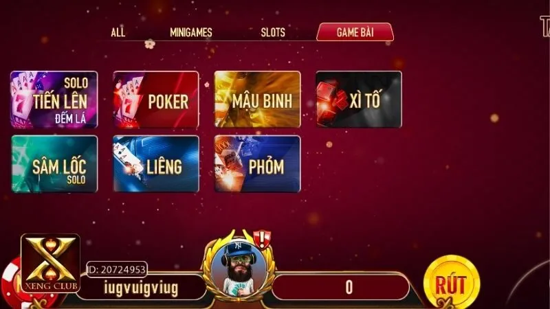 Hệ thống game bài kinh điển tại trang web