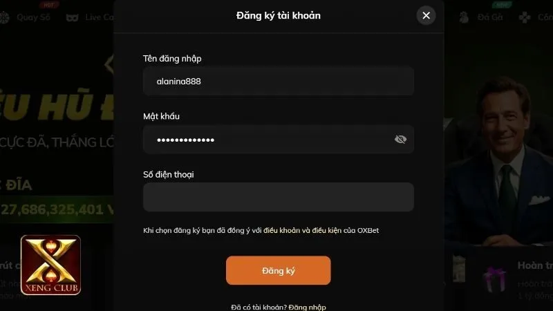Thủ tục đăng ký Xengclub cho người mới